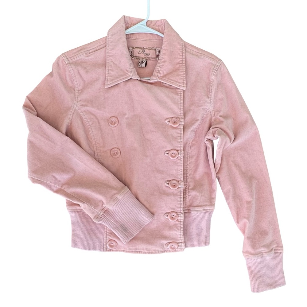 Plugg Pink Double-Breasted Razor Thin Corduroy Jacket Women’s SZ M